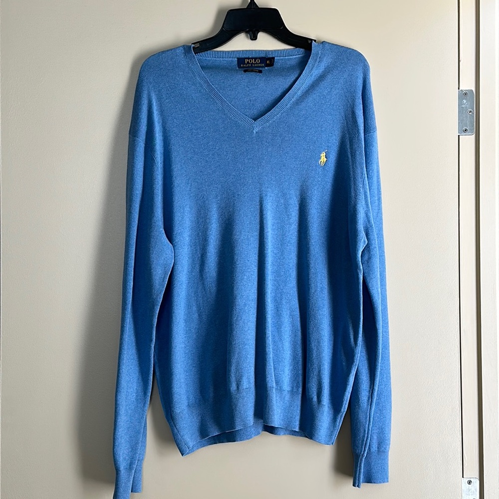 Men’s Ralph Lauren v-neck sweater, light blue XL